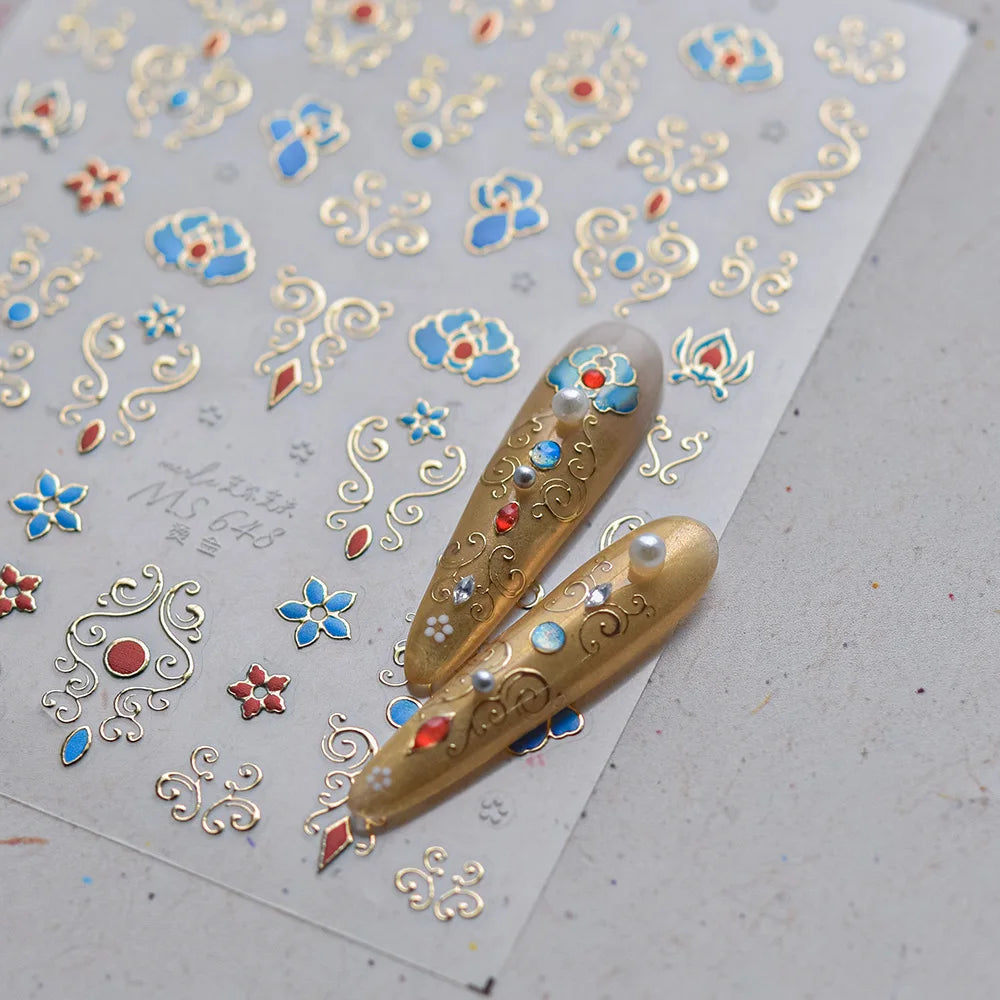 Bohemian 5D Nail Art Stickers – Gold Stars & Moon Decals Nail Art Stickers QXL