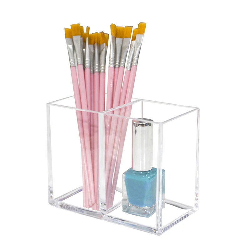 2-Grid Transparent Makeup Brush & Pencil Holder Organizer Makeup Brush Holder QXL
