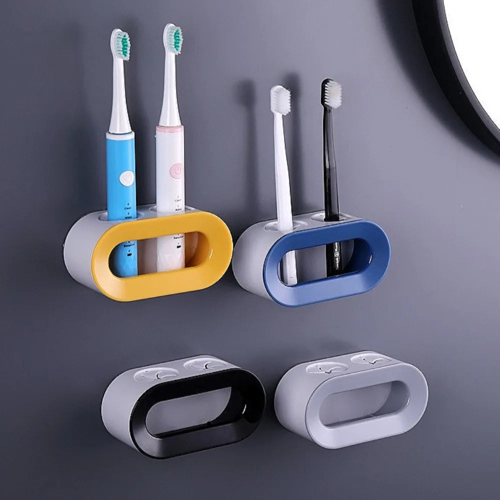 No-Drill Wall Mount Toothbrush Holder – Couple Set Toothbrush Wall Holder QXL