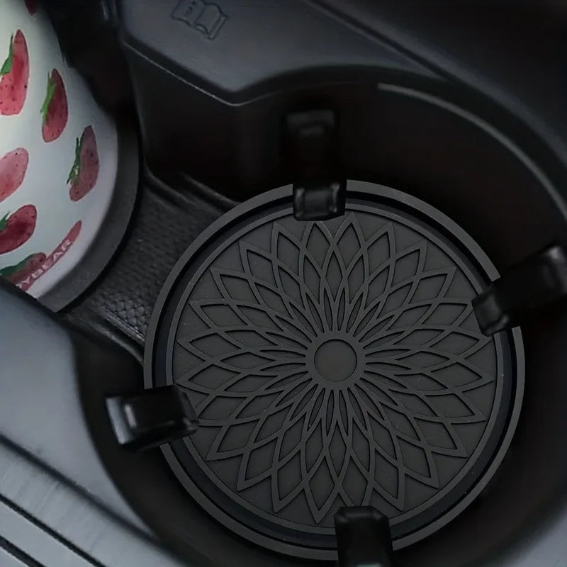 2-Pack Floral Car Cup Holder Coasters | Anti-Slip Pad Car Cup Holder Coaster QXL