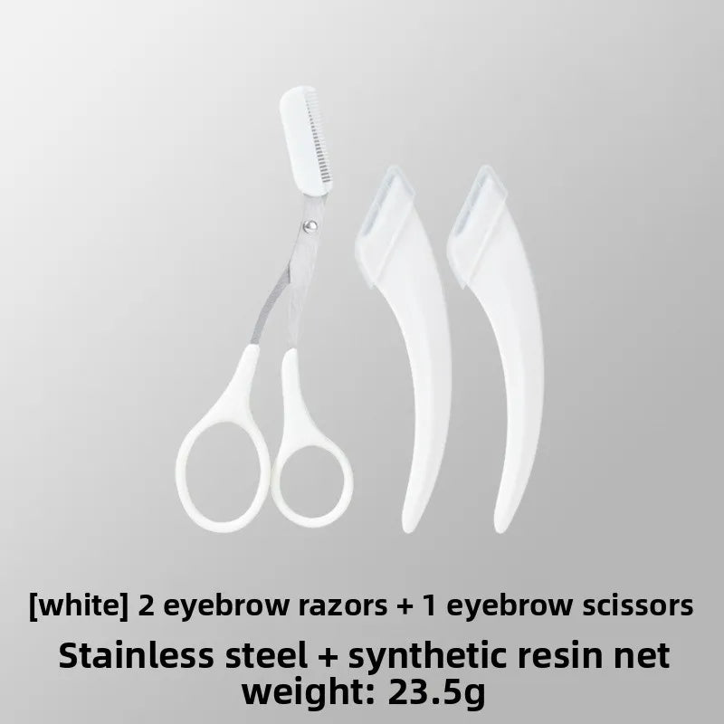 Stainless Steel Eyebrow Scissors with Comb | Brow Trimmer Eyebrow Trimmer Scissors QXL White set 2.