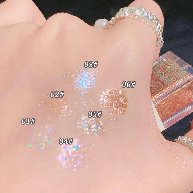 Liquid Glitter Eyeshadow – 6 Shades, Shimmer & Waterproof Liquid Glitter Eyeshadow QXL