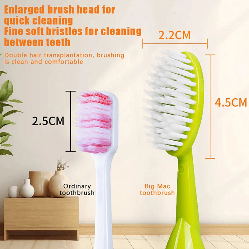 Big Head Toothbrush | Soft Bristle Deep Clean Manual Brush Manual Toothbrush QXL