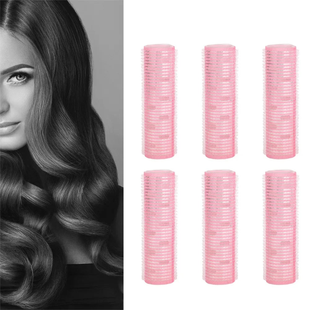 6-Pack Self-Adhesive PP Hair Rollers | No-Heat Curling Set Hair Rollers Set QXL