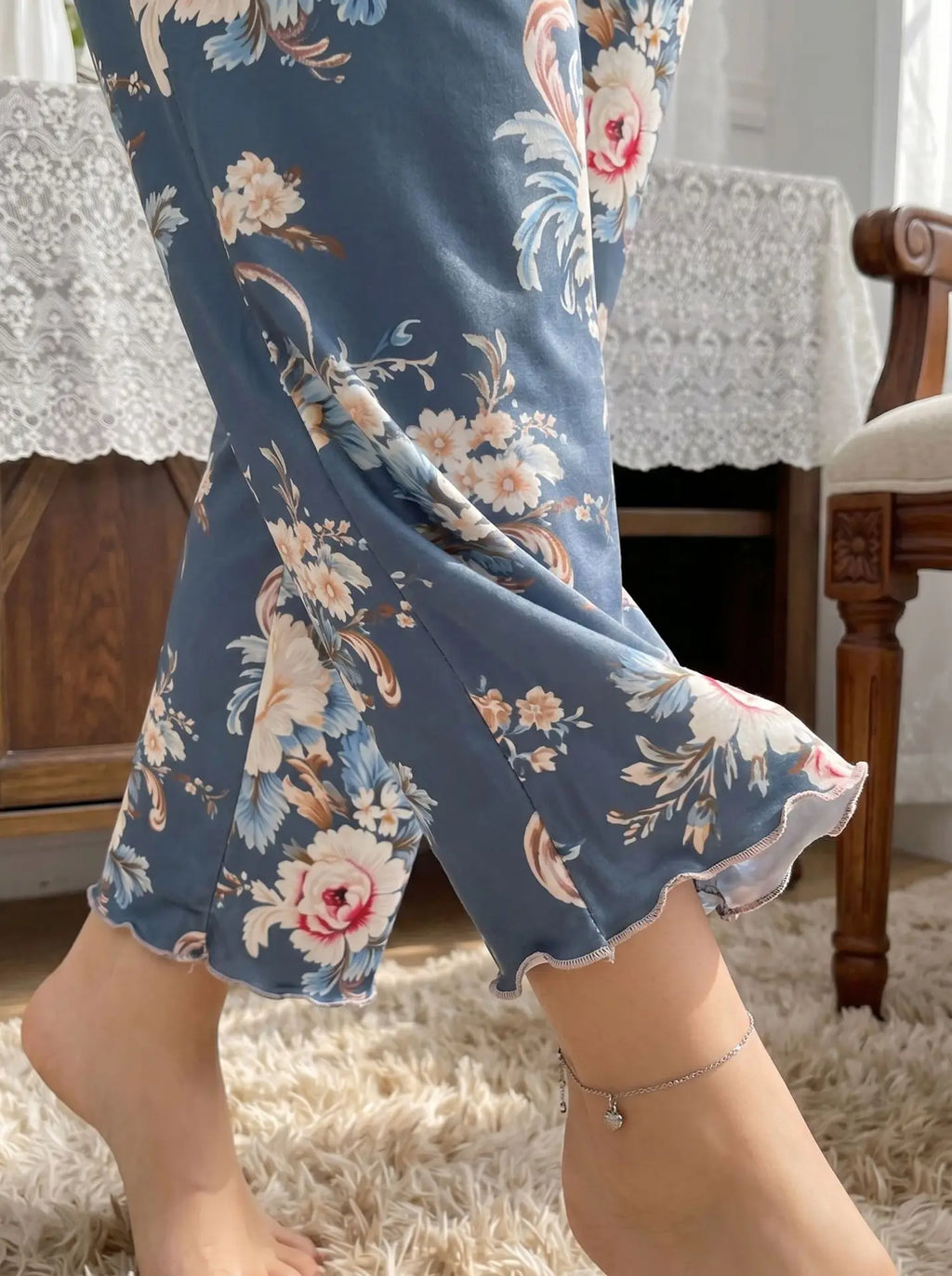 Women's Floral Cami & Long Pants Pajama Set | Soft Sleepwear Pajama Set QXL