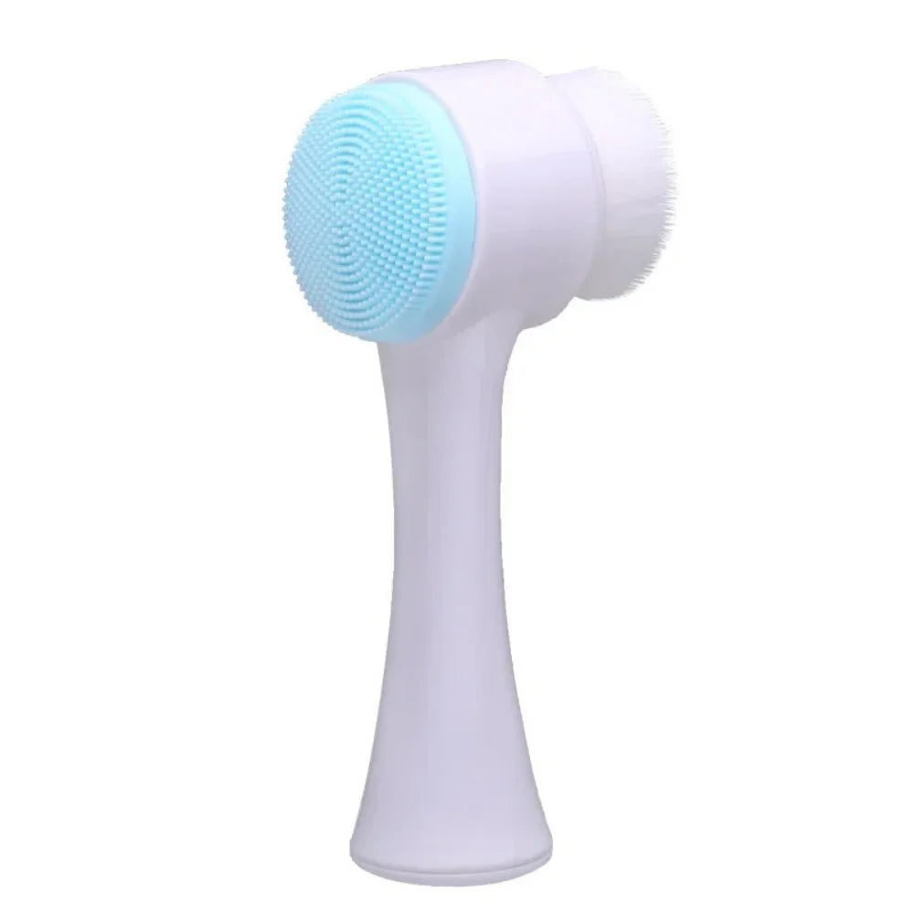 3D Double-Sided Silicone Facial Cleansing & Exfoliating Brush Facial Cleansing Brush QXL Blue
