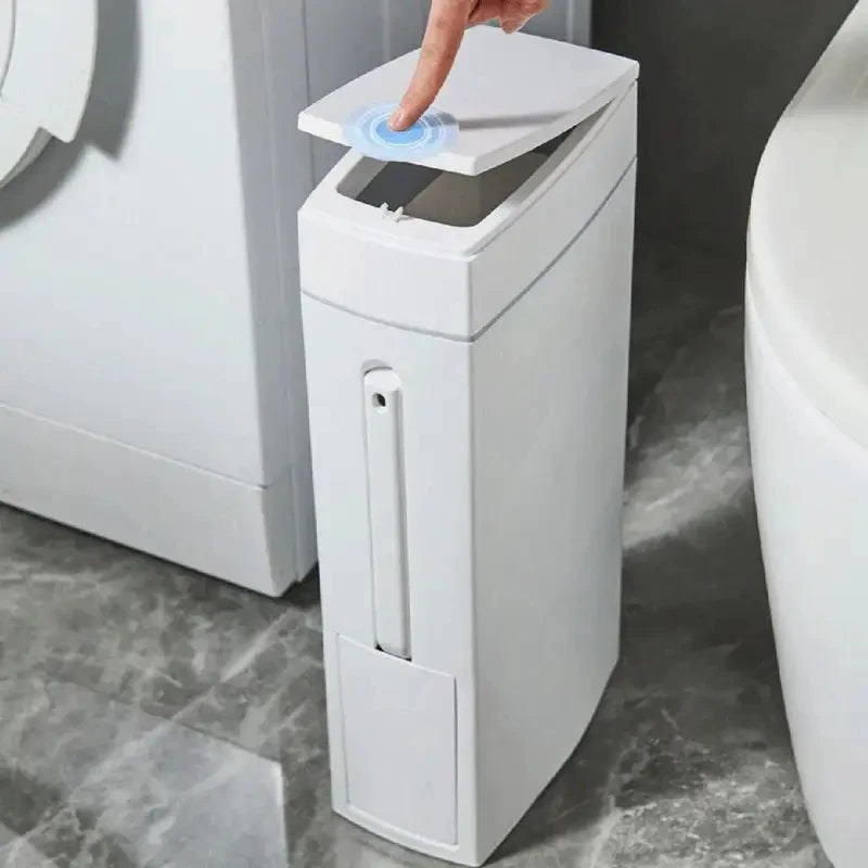 Space-Saving Bathroom Trash Can & Toilet Brush Combo Bathroom Trash Can Set QXL