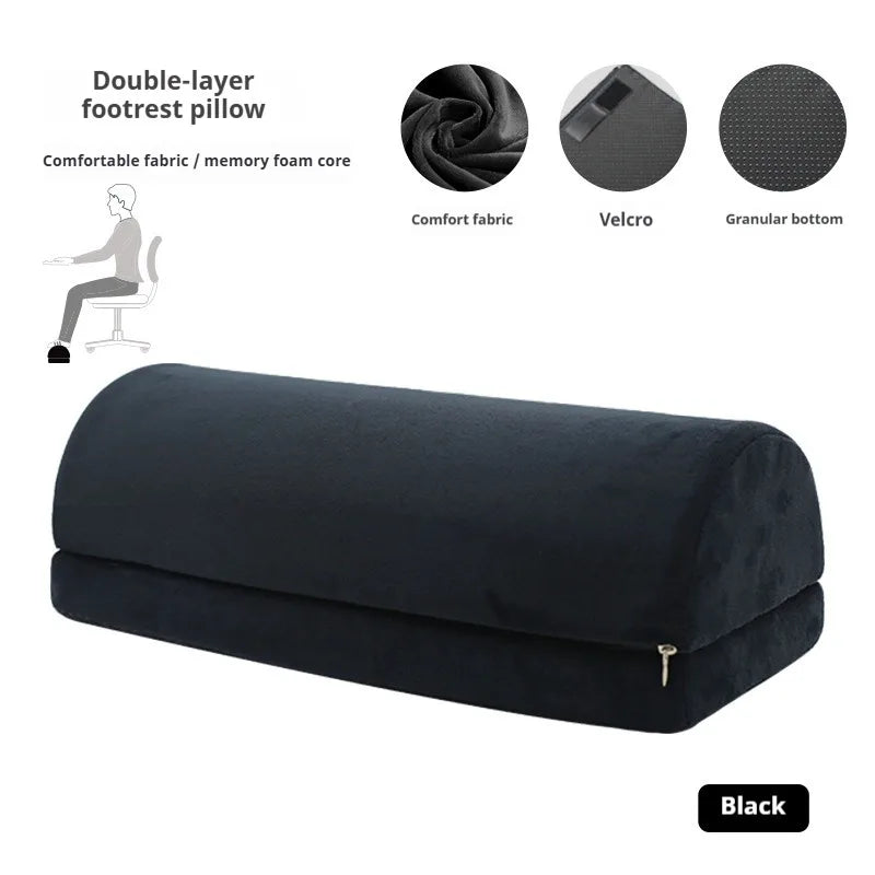 Half Moon Bolster Pillow | Memory Foam Leg & Back Cushion Memory Foam Bolster Pillow QXL black 42x18x14cm