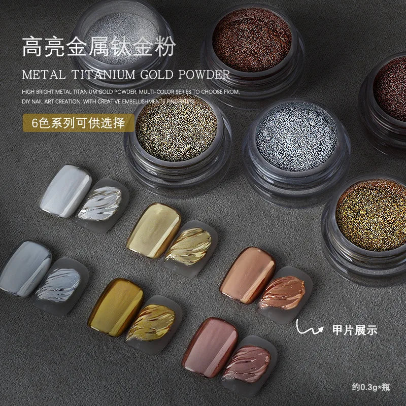 Mirror Chrome Nail Powder | Gold, Rose Gold & Silver Glitter Chrome Nail Powder QXL