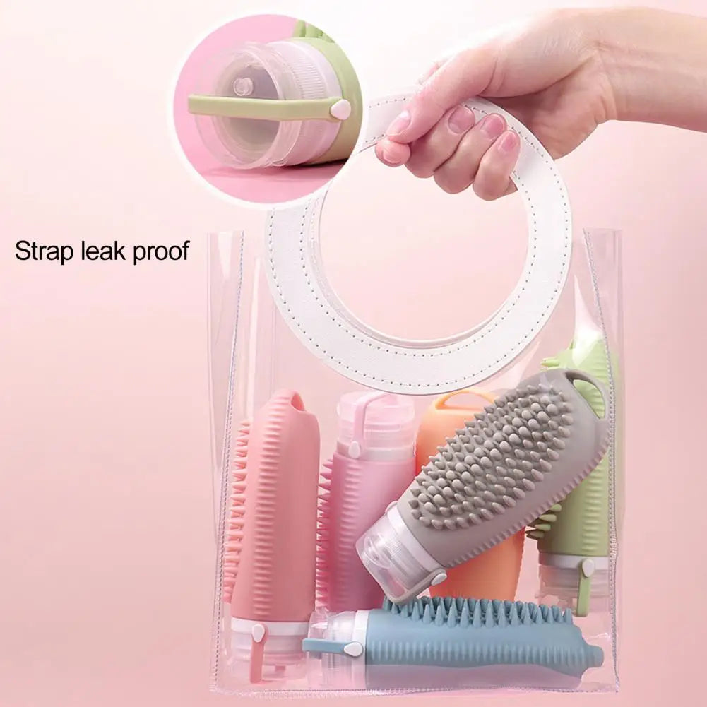 Silicone Squeeze Bottle & Scalp Massager Brush Set 100ml Travel Bottle Set QXL