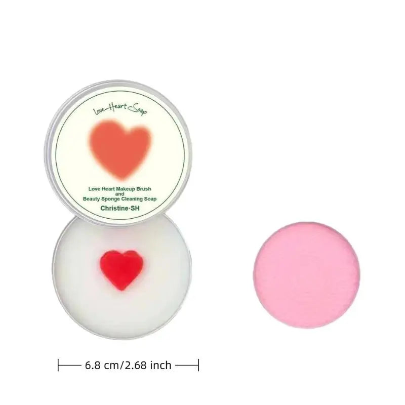 Heart-Shaped Makeup Brush Cleaning Soap 100g + Silicone Pad Brush Cleaning Soap QXL onesize