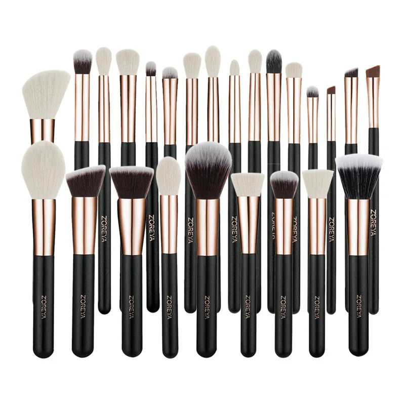 Zoreya 25-Piece Makeup Brush Set | Foundation & Eyeshadow Makeup Brush Set QXL 25 pieces of gold