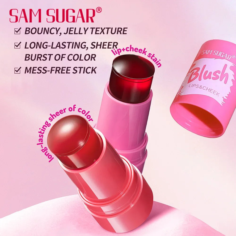SAM SUGAR Jelly Blush Stick – 3-in-1 Lip & Cheek Tint 4 Colors Jelly Lip & Cheek Tint QXL