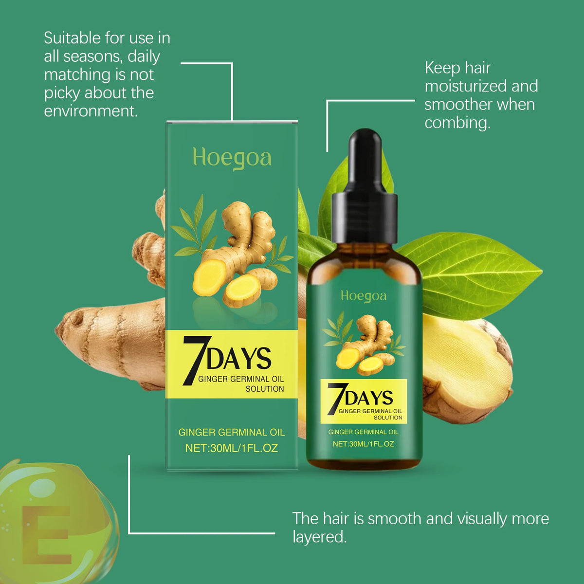 HOEGOA Ginger Hair Growth Serum – Scalp Treatment 30ml Hair Growth Serum QXL