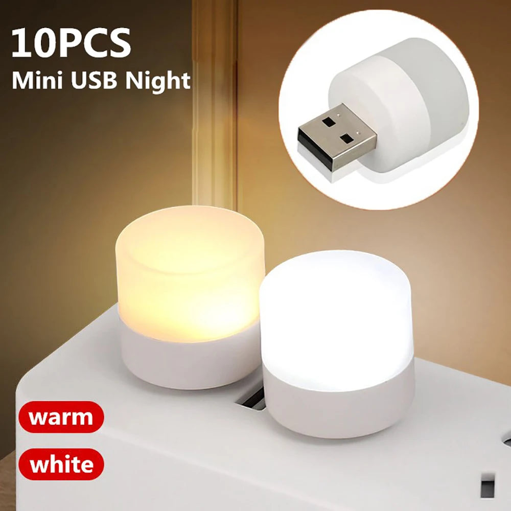 Mini USB LED Night Light Warm White – 1 or 10-Pack USB Night Light QXL