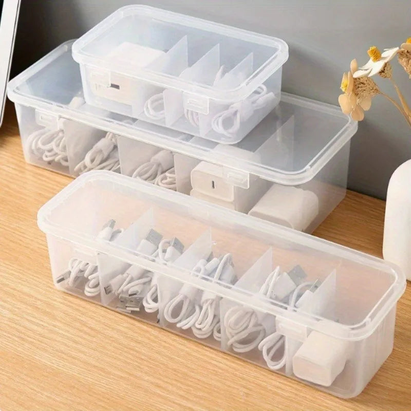 Desktop Cable Organizer Box with Dividers | USB & Chargers Desktop Storage Organizer QXL