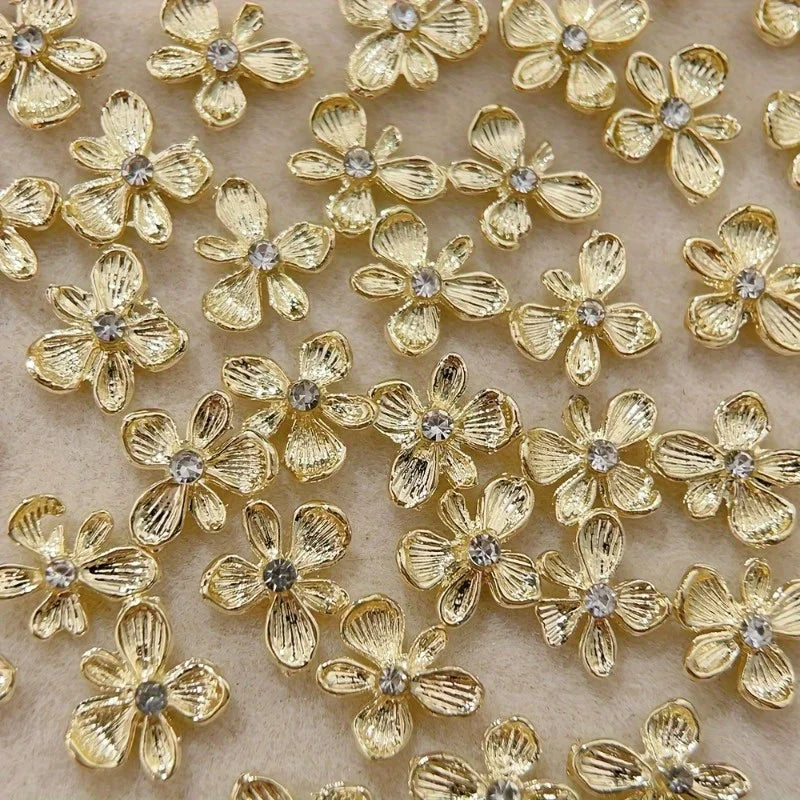 20-Pack Mini Flower Nail Charms with Rhinestones | DIY Nail Art Nail Art Charms QXL