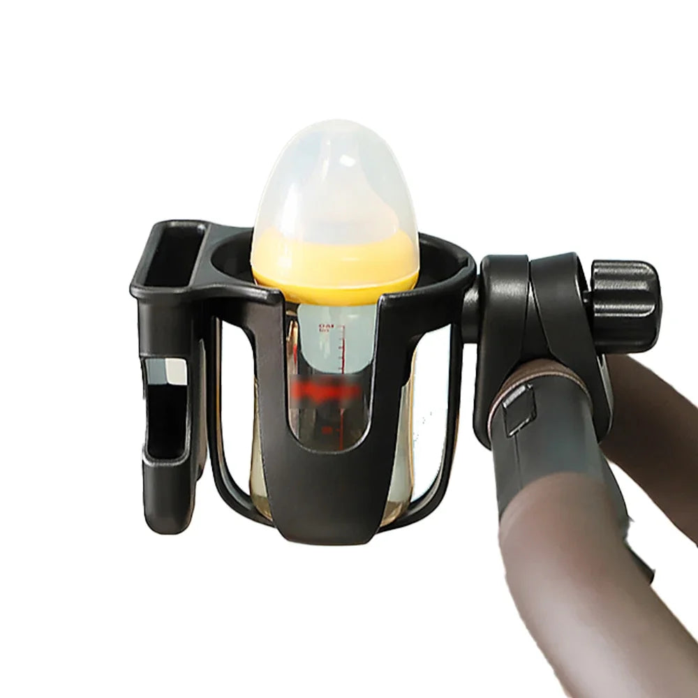 2-in-1 Baby Stroller Cup & Phone Holder | Black Stroller Accessory QXL B72 Black