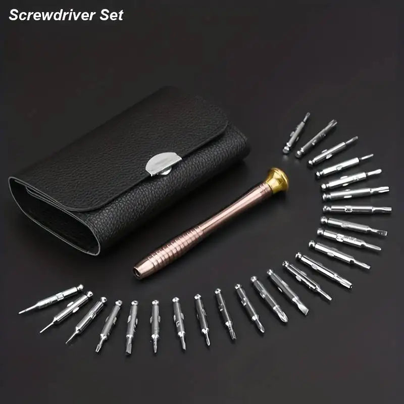 25-in-1 Precision Screwdriver Set | Leather Case Repair Kit Precision Screwdriver Set QXL