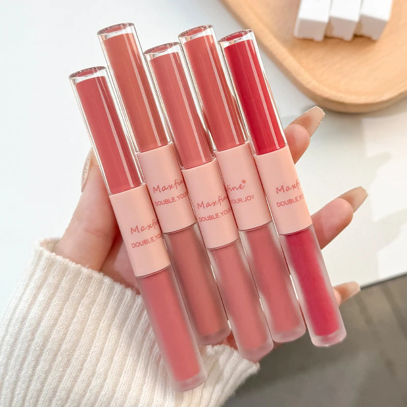 MAXFINE Double-End Lip Gloss | Mirror Gloss & Matte Velvet Double-End Lip Gloss QXL