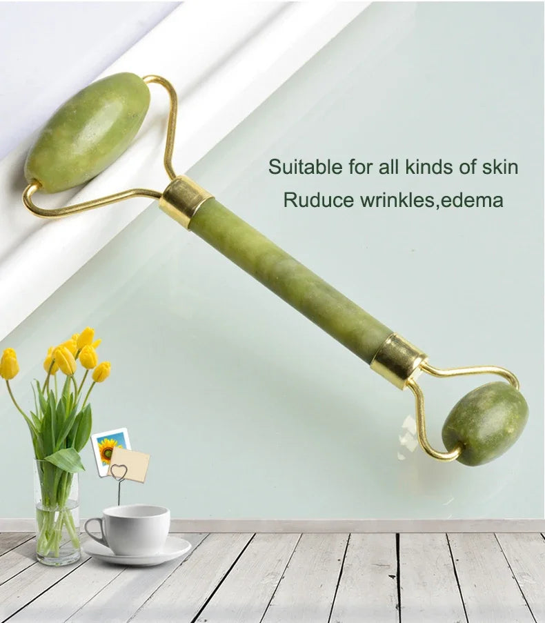 Green Jade Face Roller | Double-Head Facial Massage Tool Jade Face Roller QXL