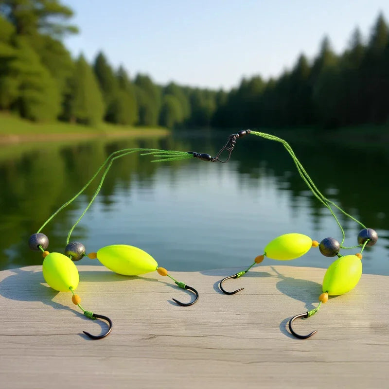 2-Hook Carp Hair Rig | Barbed Steel Hook Sizes 3#–14# Carp Fishing Rig QXL