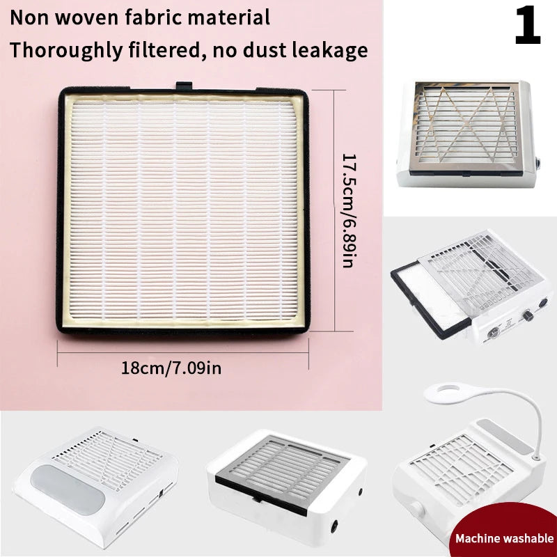 Nail Dust Collector Replacement Filter | Reusable Manicure Nail Vacuum Filter QXL 1