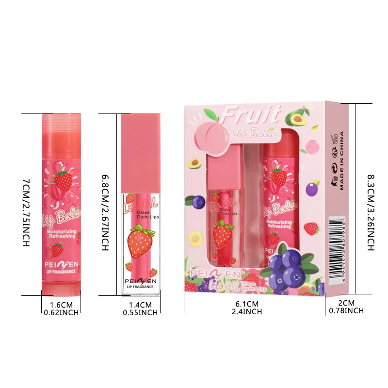 2-Pack Lip Oil & Balm Set | Moisturising Gloss Duo Lip Balm & Gloss Set QXL