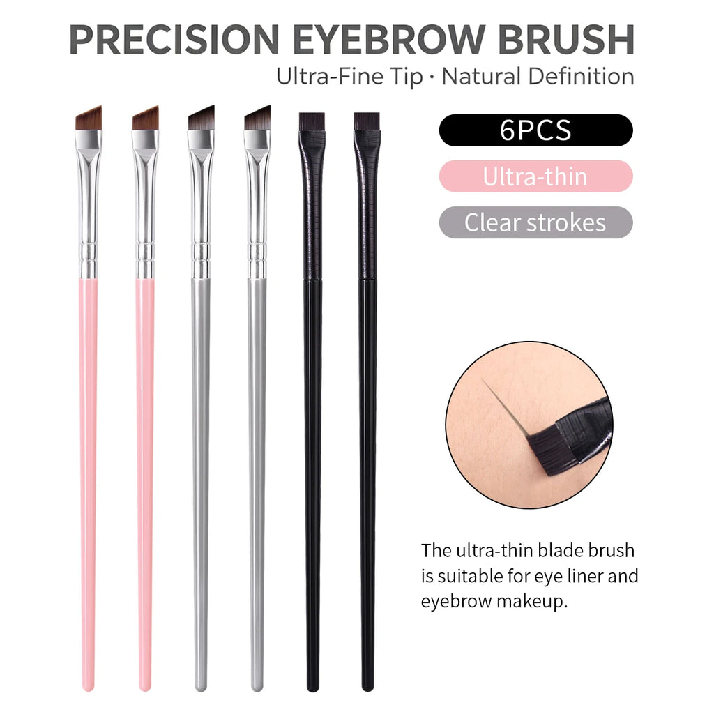 KOSSHOW 6-Pc Precision Eyebrow & Eyeliner Brush Set Eyebrow Brush Set QXL MULTI