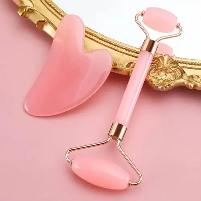 Heart-Shaped Gua Sha & Facial Roller Set – 2-Pc Skincare Kit Gua Sha Roller Set QXL