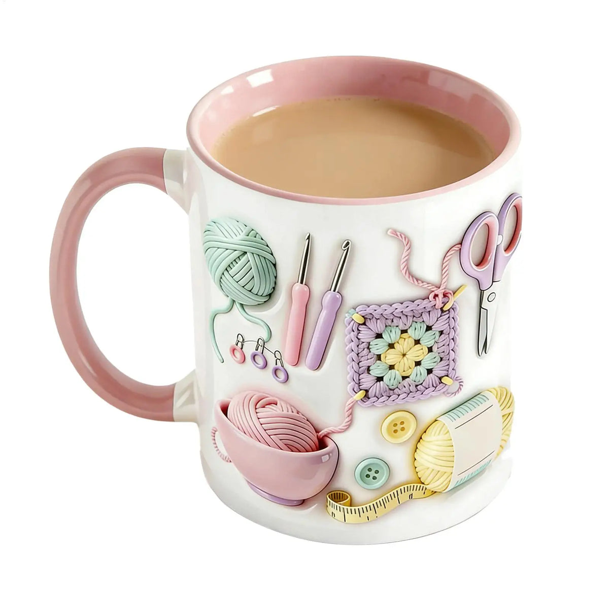 330ml Ceramic Crochet Coffee Mug | Novelty Knitting Design Novelty Coffee Mug QXL