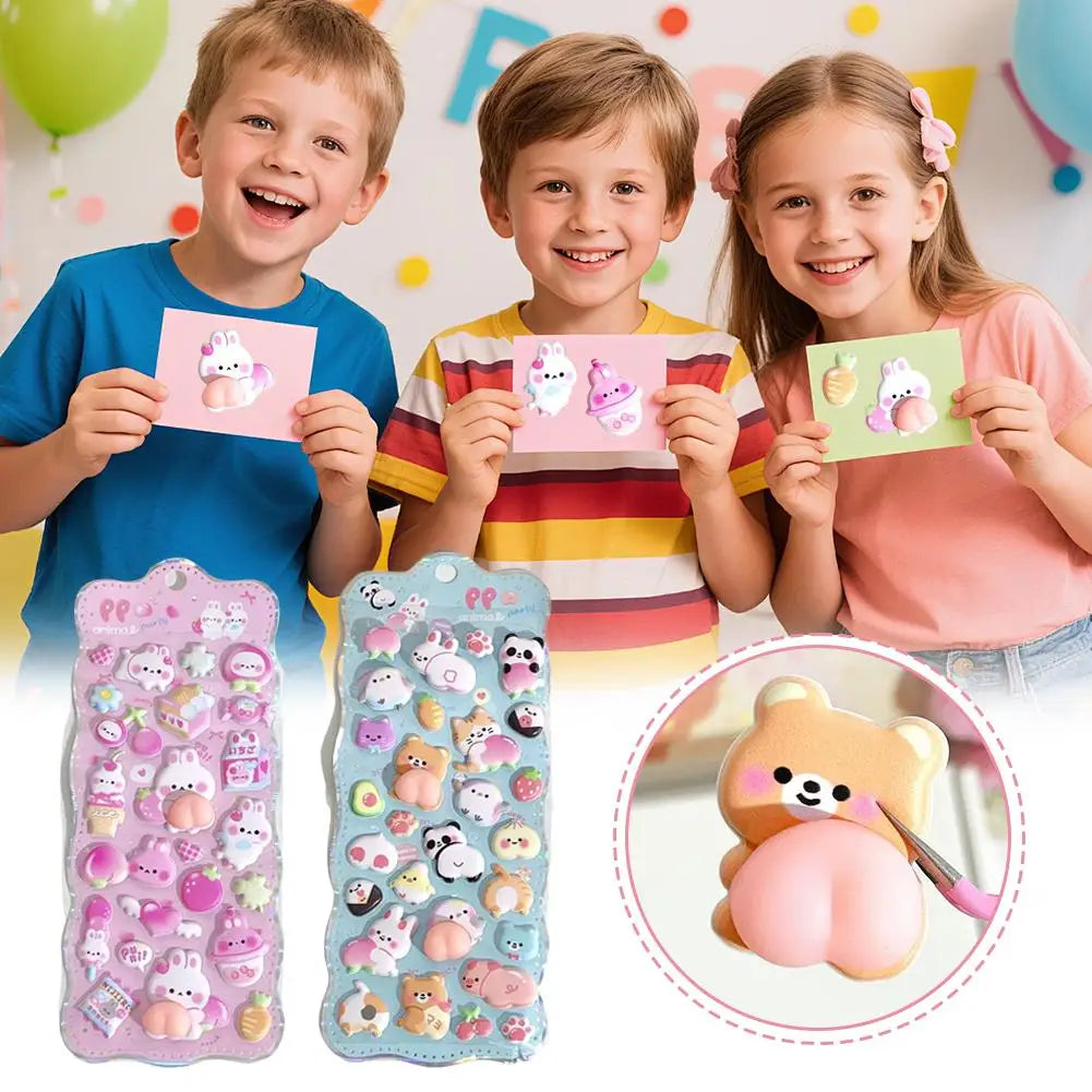 3D Kawaii Bunny Stickers | Squishy PVC DIY Decals for Crafts Kawaii Craft Stickers QXL