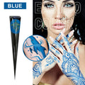 Natural Henna Tattoo Cone | Waterproof Semi-Permanent Body Art Henna Tattoo Cone QXL Blue