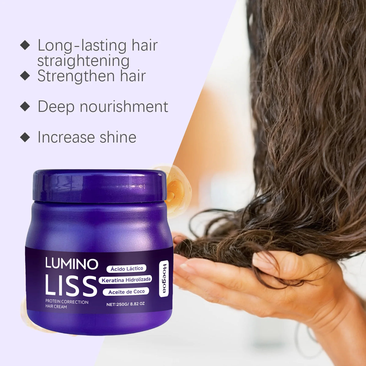 HOEGOA Keratin Hair Smoothing Cream | Frizz Control 250g Keratin Hair Cream QXL
