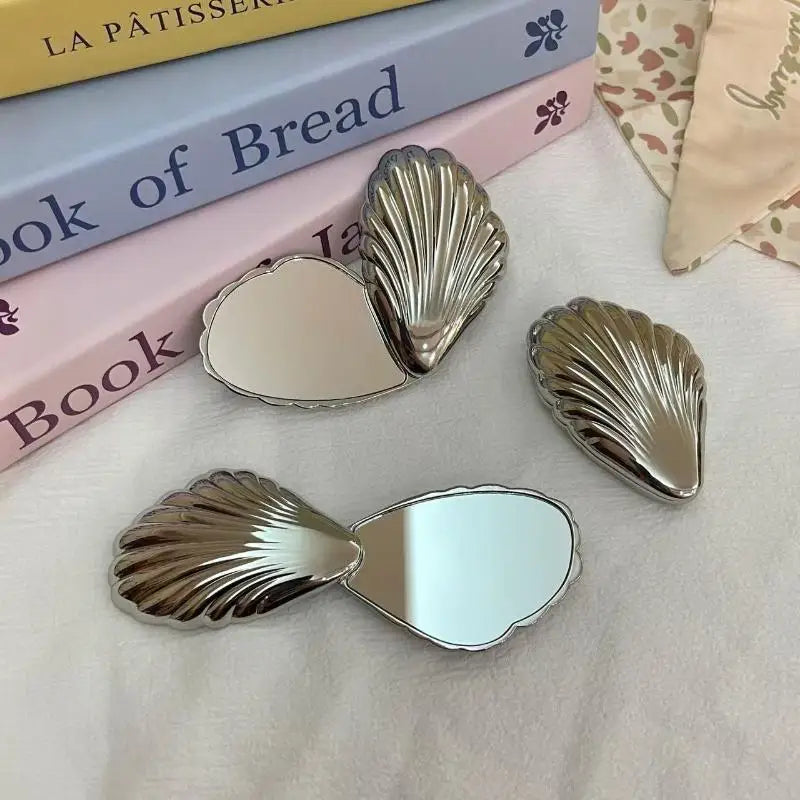 JCSYFAC Seashell Compact Mirror – Double-Sided Foldable Metal Compact Makeup Mirror QXL
