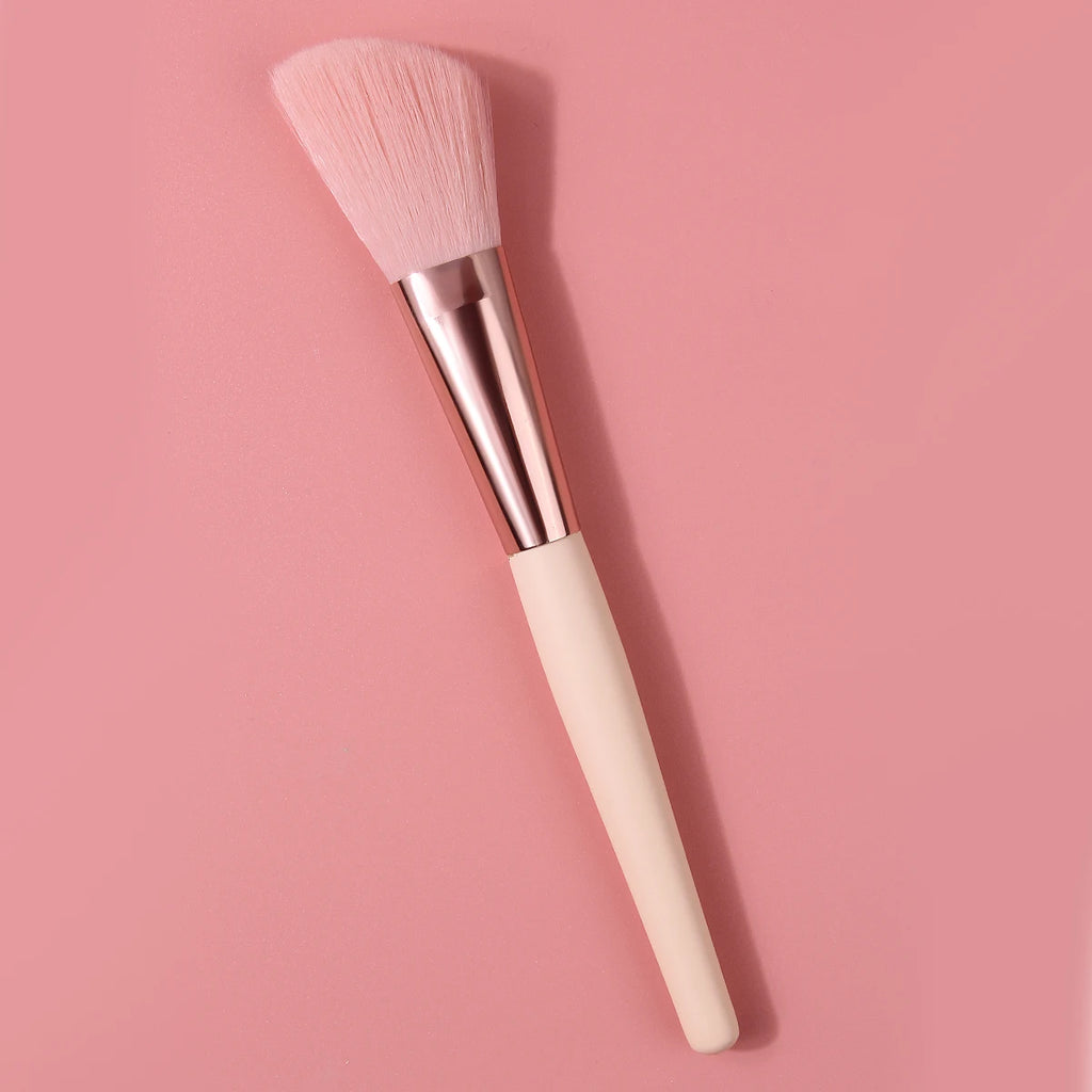 KOSSHOW Tilted Blush Brush | Wood Handle & Rose Gold Ferrule Blush Makeup Brush QXL