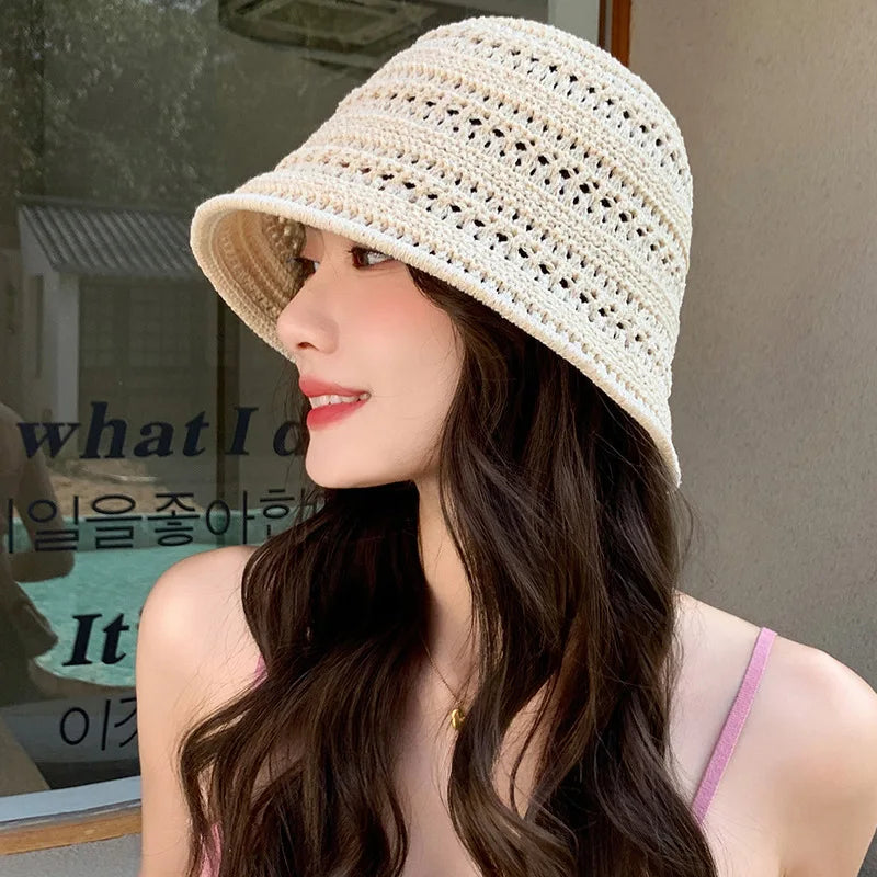 Breathable Mesh Bucket Hat | Summer Outdoor & Casual Mesh Bucket Hat QXL Beige