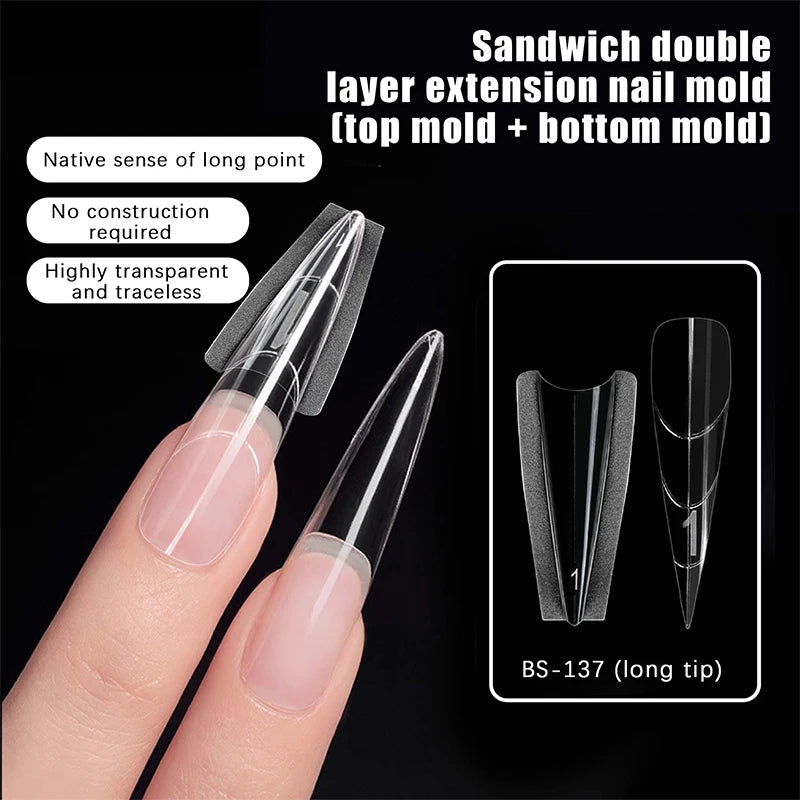240-Pc Sandwich Dual Nail Forms | 15 Sizes Coffin & Almond Dual Nail Forms QXL