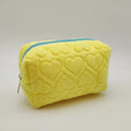 Heart Quilted Velvet Makeup Bag | Travel Cosmetic Pouch Cosmetic Travel Bag QXL Yellow