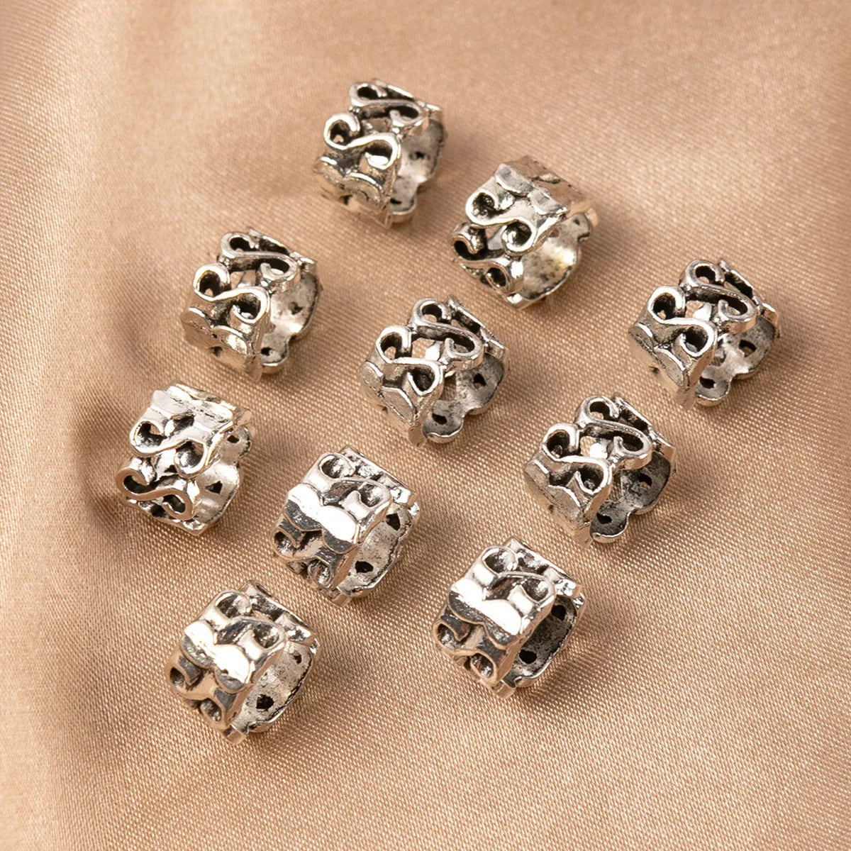 10-Pack Retro Gold Dreadlock Beads | Hair Braid Cuff Rings Hair Braid Beads QXL Silver 10pcs