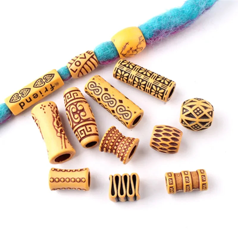 10-Pack Dreadlock Beads | 6mm Plastic Braiding Hair Jewelry Hair Braiding Beads QXL