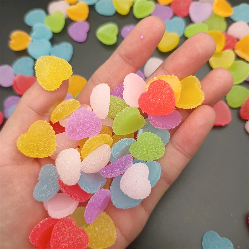 10-Pack 3D Gummy Heart Nail Charms | Kawaii Resin Decorations Nail Art Charms QXL