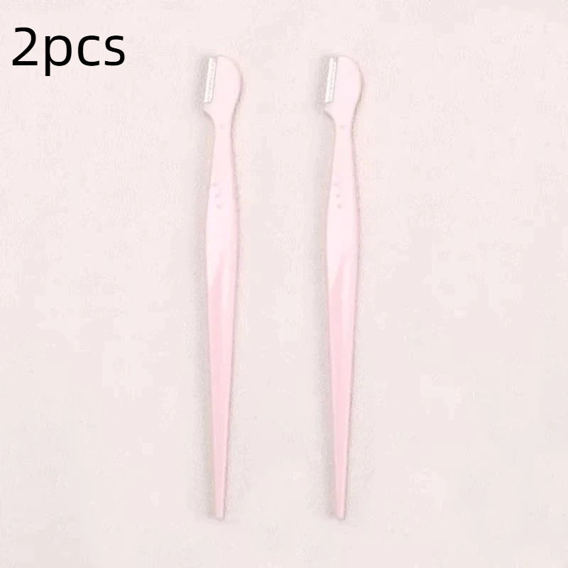 Precision Round Head Eyebrow Trimmers | Stainless Steel 2/3/5-Pack Eyebrow Trimmer QXL 2pcs Light pink