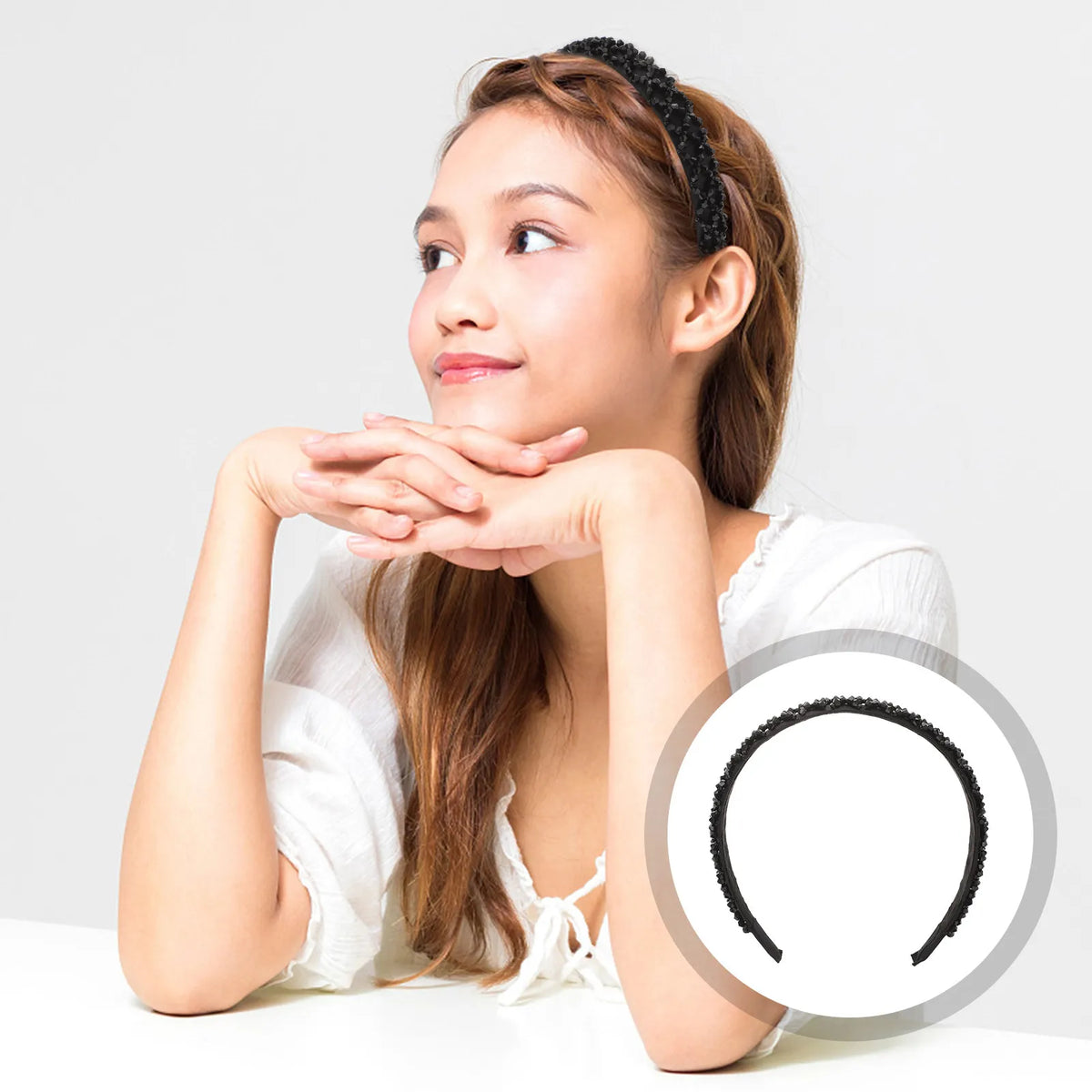Crystal Bead Headband for Women | Elegant Lightweight Hairband Crystal Hair Headband QXL