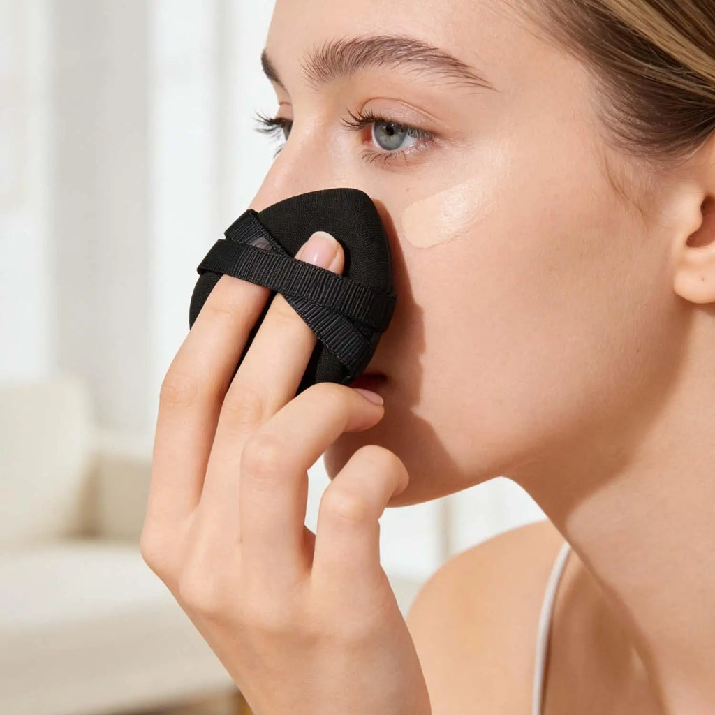 Black PU Leather Air Cushion Puff | Dry & Wet Makeup Applicator Makeup Cushion Puff QXL