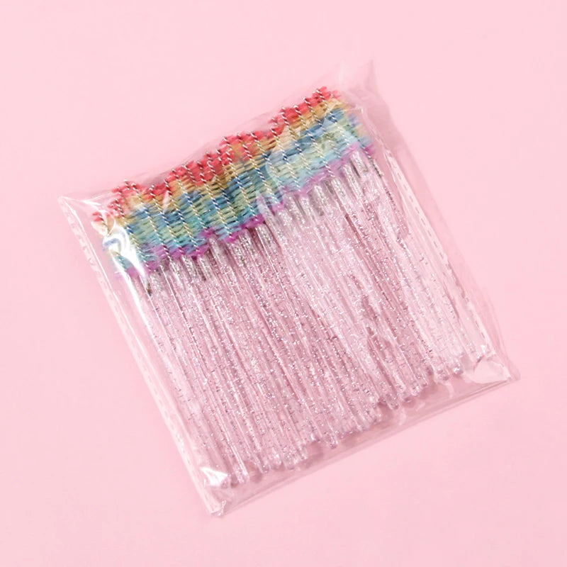 50-Pack Colored Mascara Wands & Bendable Brow Brush Combs Disposable Mascara Wands QXL Multicolor