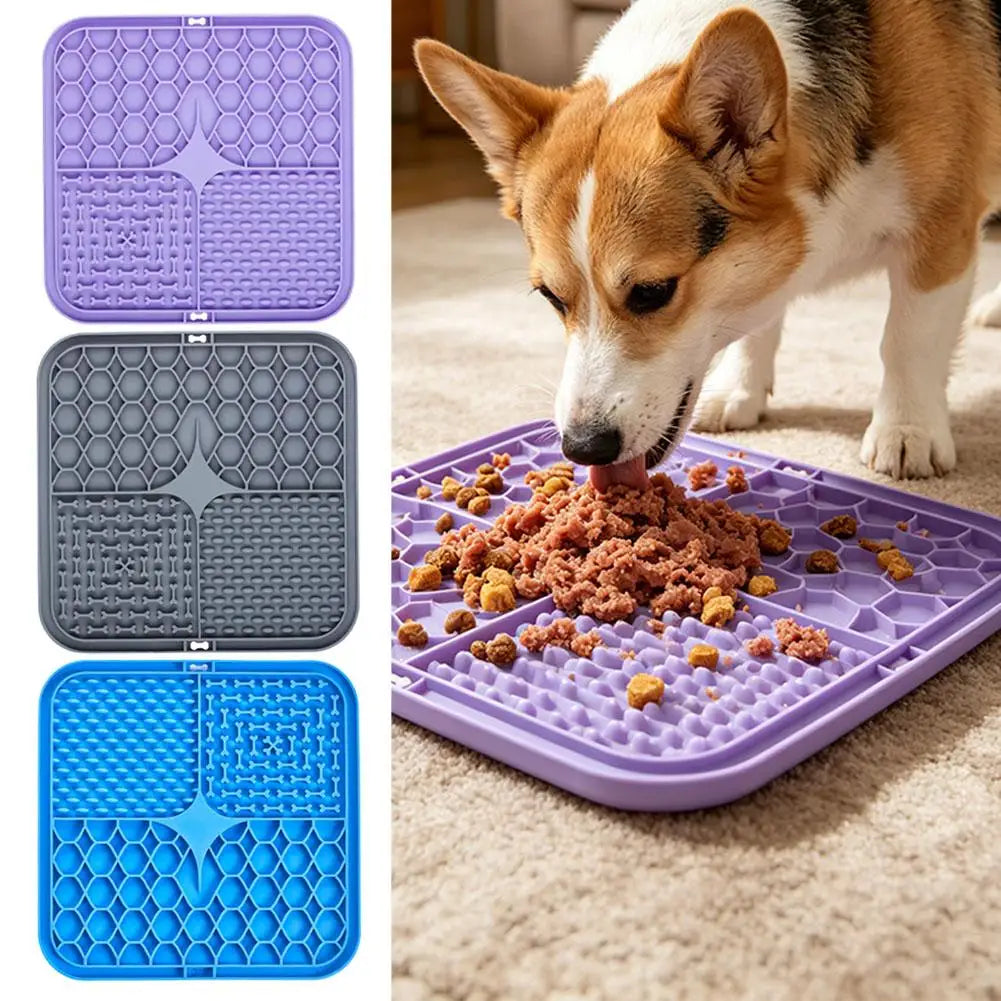 Silicone Dog & Cat Lick Mat Slow Feeder with Suction Cups Pet Slow Feeder Mat QXL