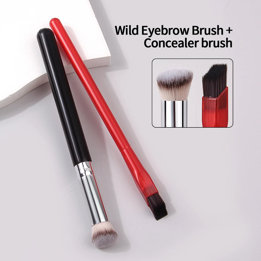 2-Pc Concealer & Angled Eyebrow Brush Set | Contour Kit Makeup Brush Set QXL