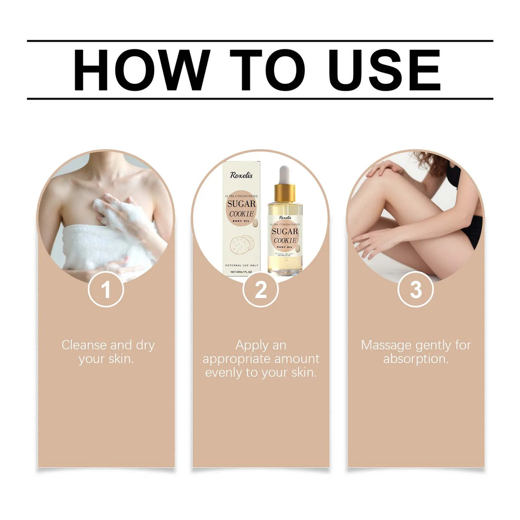 Roxelis Sugar Cookie Body Oil – Moisturizing Skin Oil 30ml Moisturizing Body Oil QXL