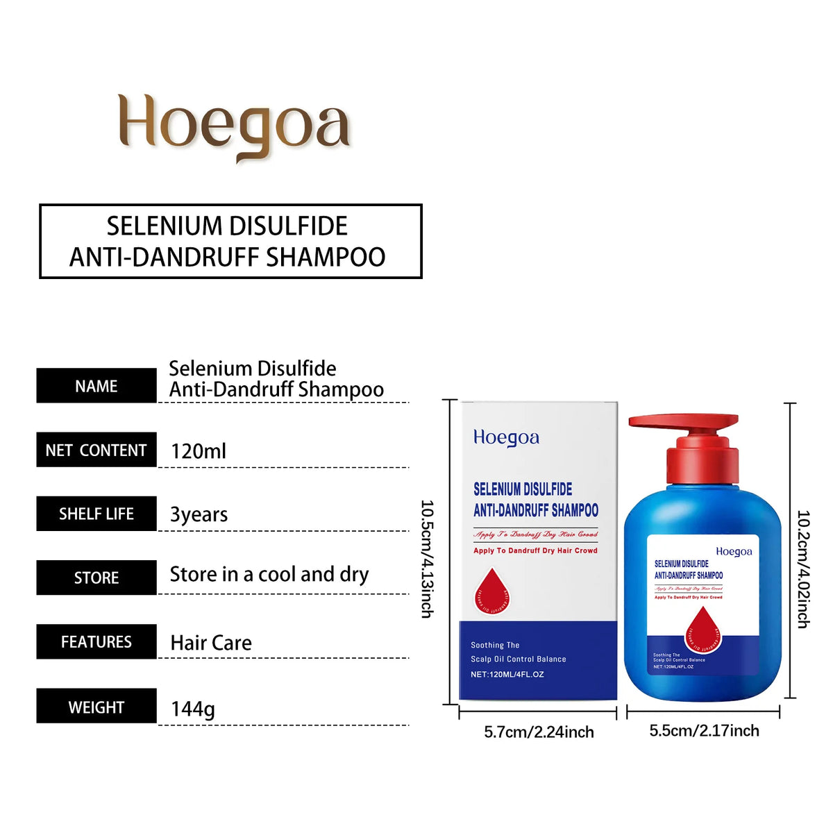 HOEGOA Selenium Sulfide Shampoo 120ml – Dandruff Control Anti-Dandruff Shampoo QXL